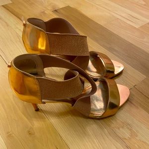 Sparkling rose gold strappy sandals